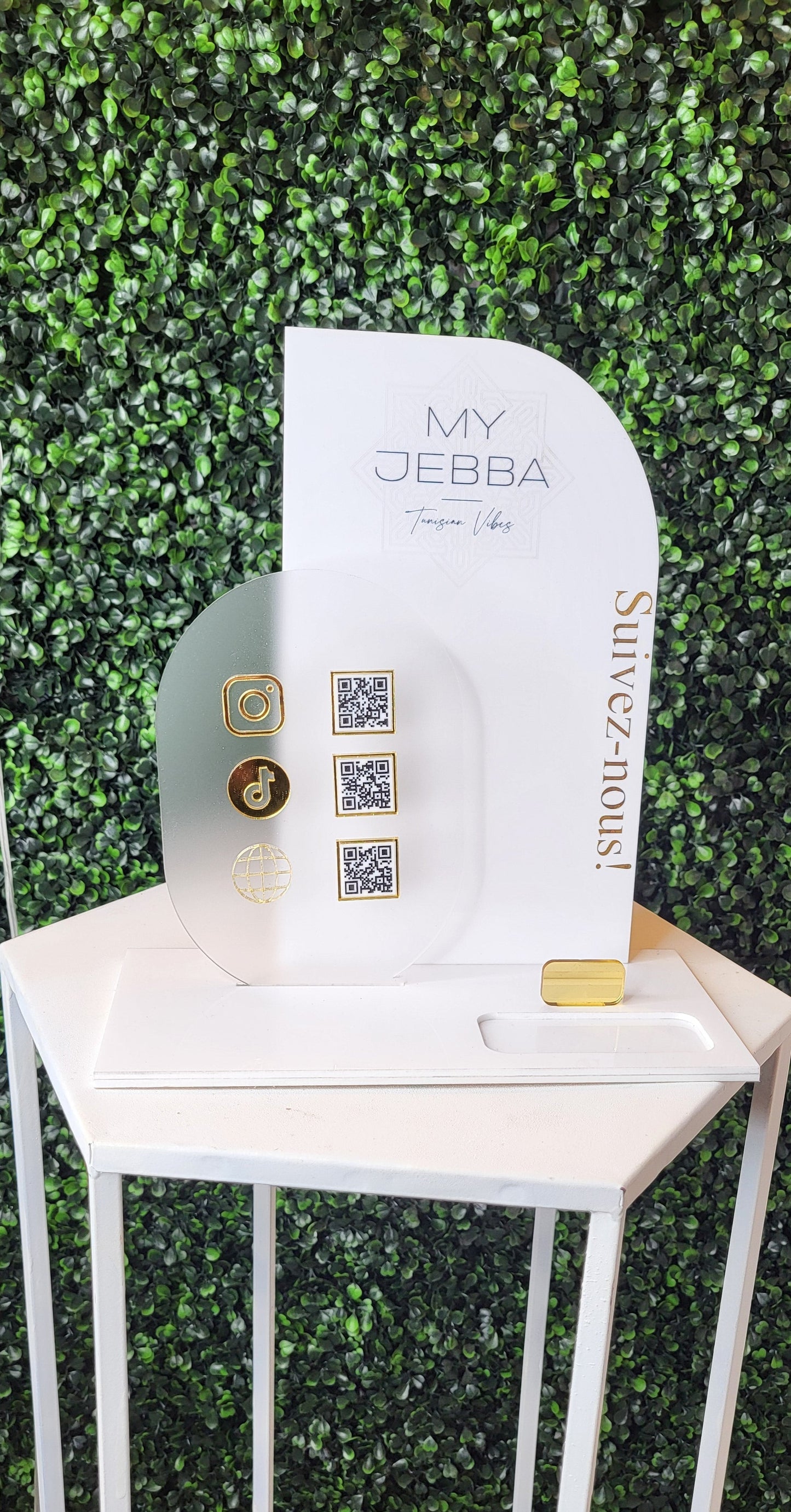Plaque médias sociaux avec support SumUp et Porte carte
