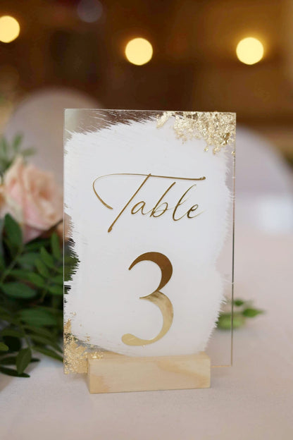 Numéro de table avec support en bois