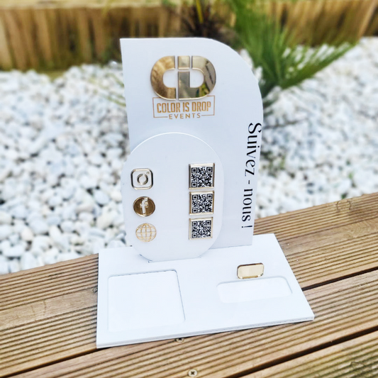 Plaque médias sociaux avec support SumUp et Porte carte