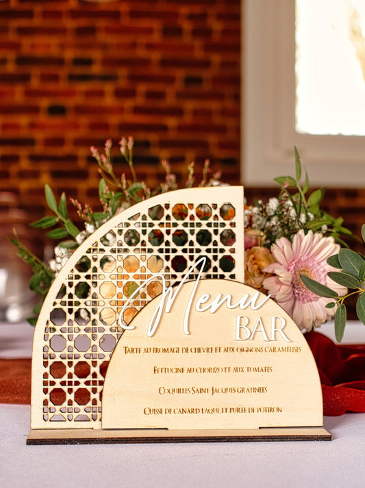 Menu Arche en bois effet cannage Premium